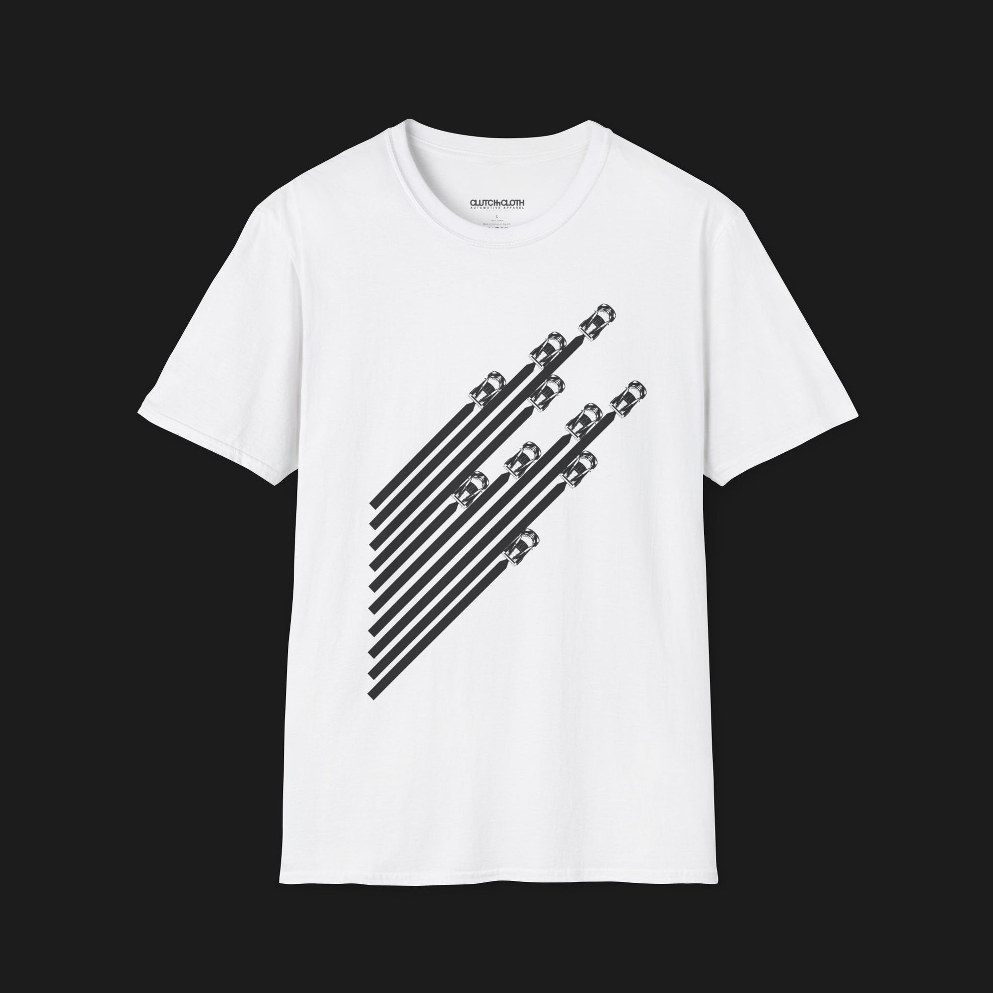 V8 Racing Stripes Automotive Graphic T-Shirt | Mens & Womens (Unisex)