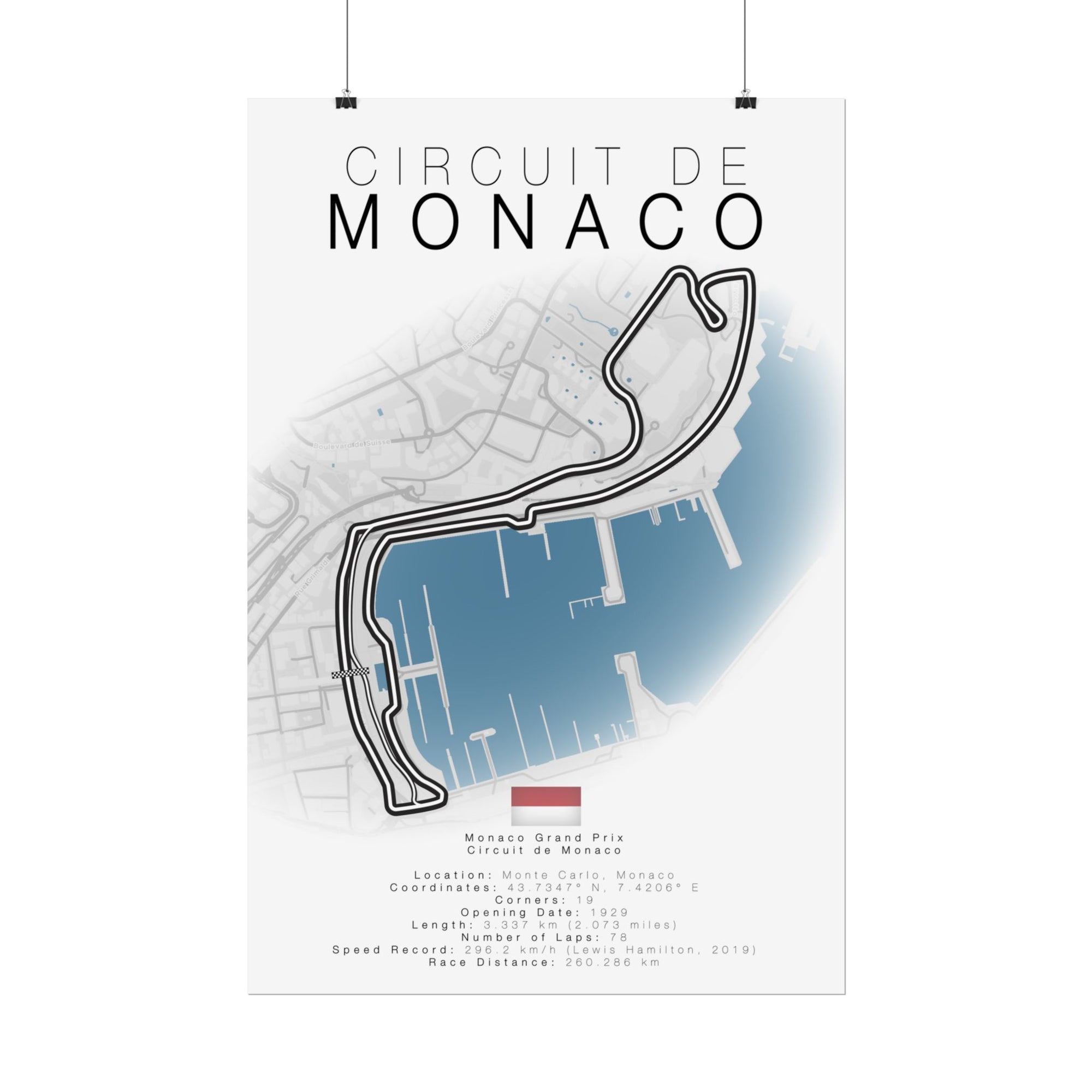 Circuit de Monaco F1 Track Details | Automotive Poster