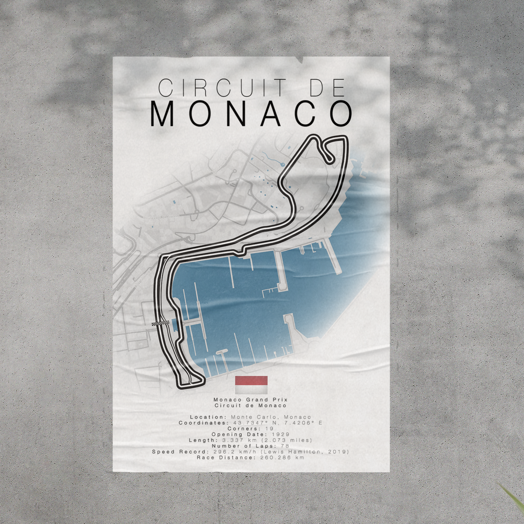 Circuit de Monaco F1 Track Details | Automotive Poster