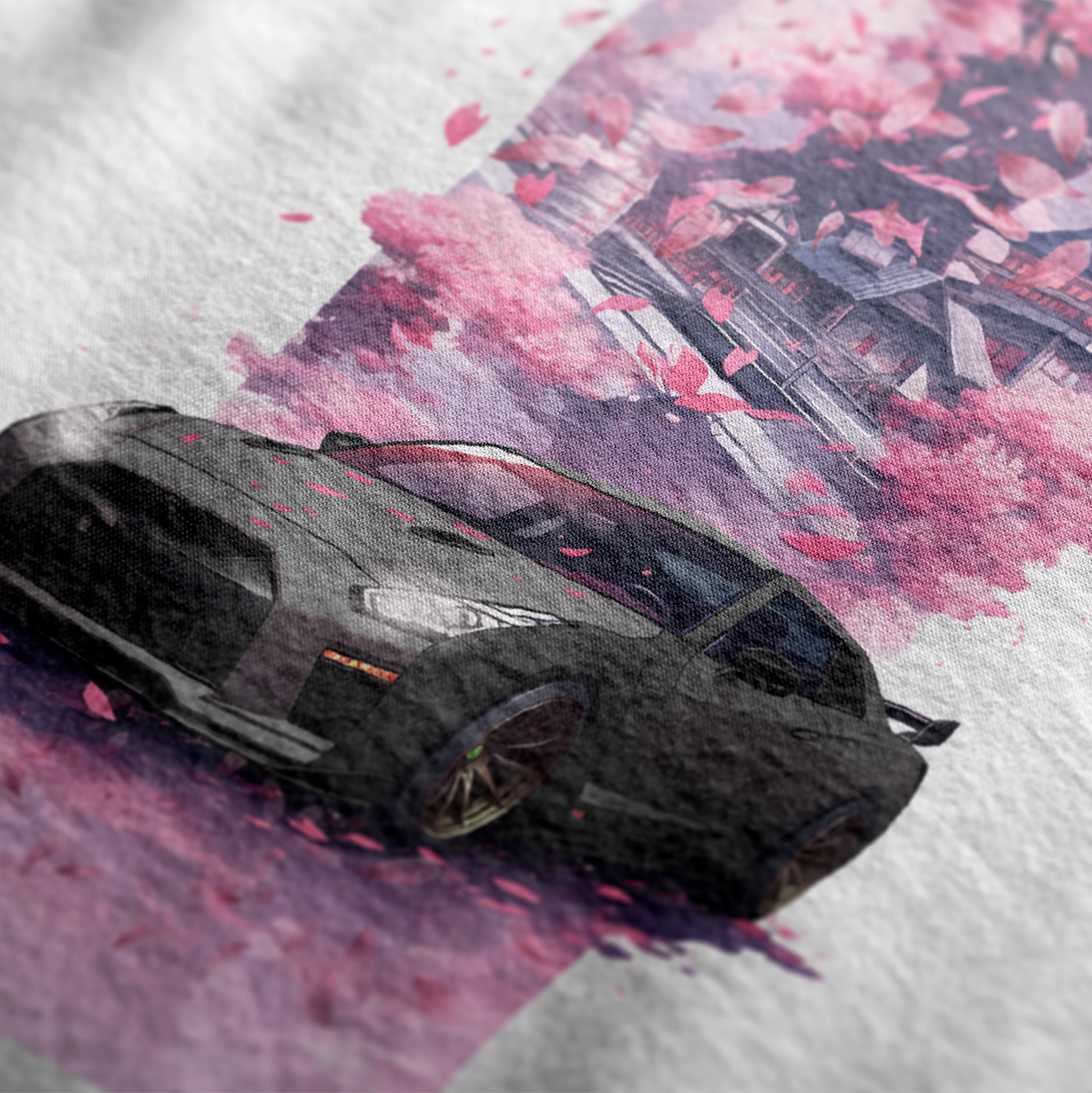 R35 Rear Cherry Blossom Automotive Graphic T-Shirt | Mens & Womens (Unisex)