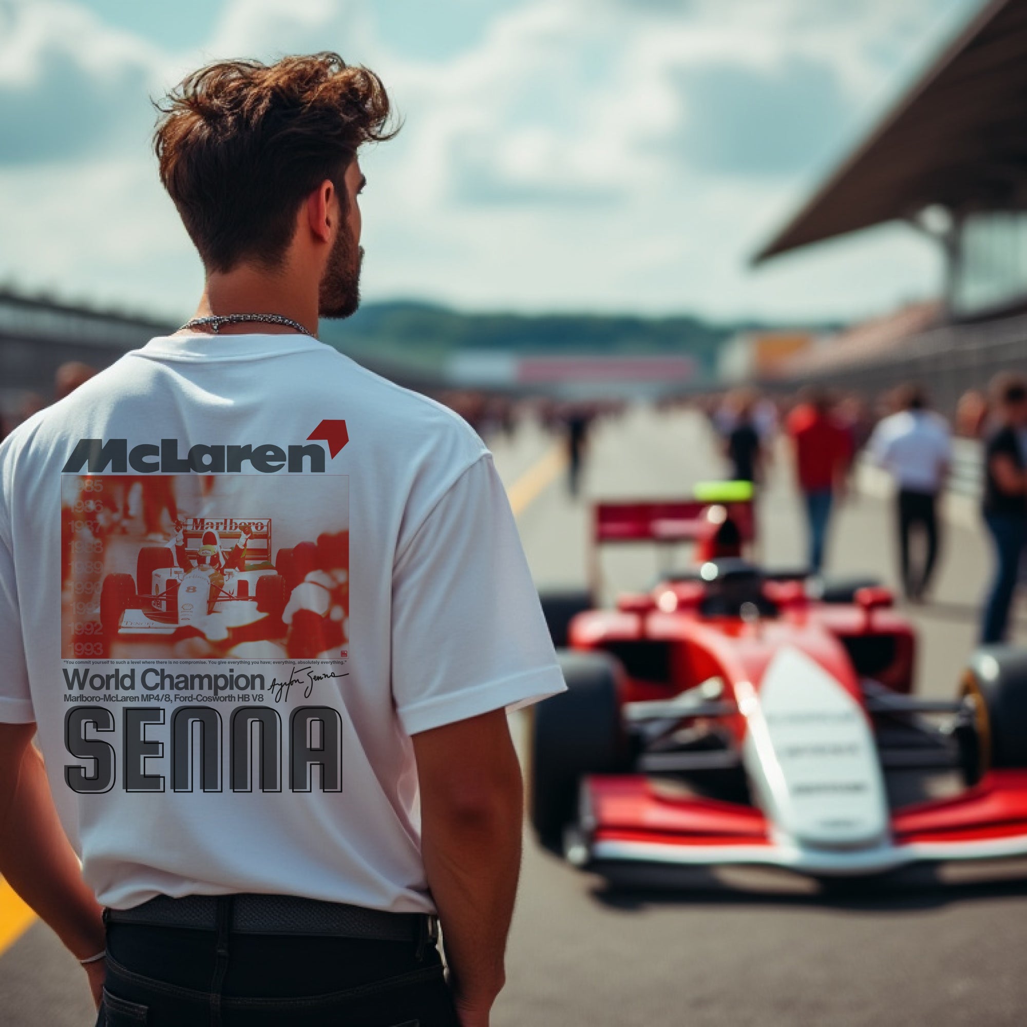 Senna - Give Everything | Clutchcloth Automotive Apparel - ClutchCloth - T-Shirt - 30108231910949986852