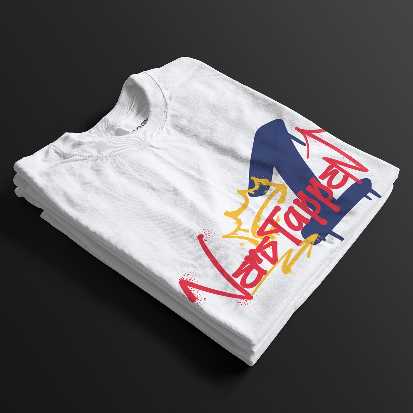 Verstappen 4th Time World Champion T-Shirt – Folded White tee featuring bold Verstappen graffiti-style "4" design with a crown and red, blue, and yellow accents. Perfect gift for F1 fans and motorsport enthusiasts.