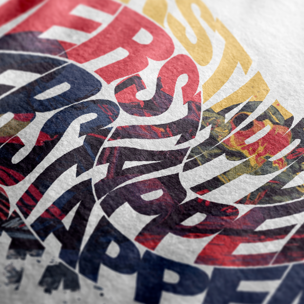 Verstappen World Champion T-Shirt – White tee design featuring bold Verstappen typography in red, yellow, and blue with a dynamic F1 car graphic. Ideal gift for Formula 1 fans and motorsport enthusiasts.